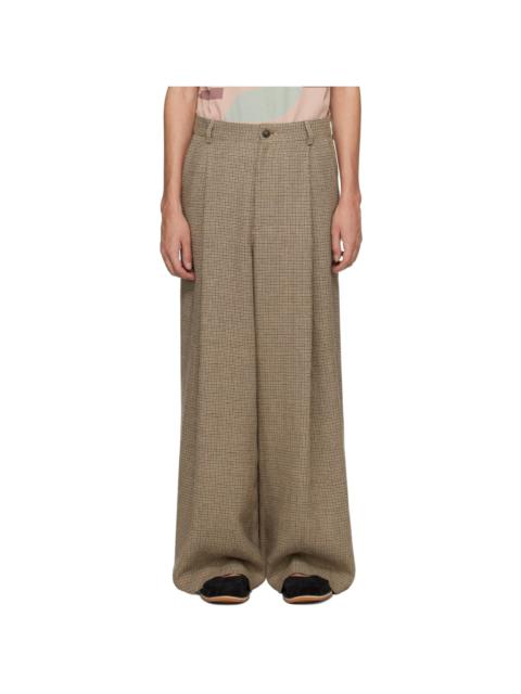 Dries Van Noten Brown Herringbone Trousers