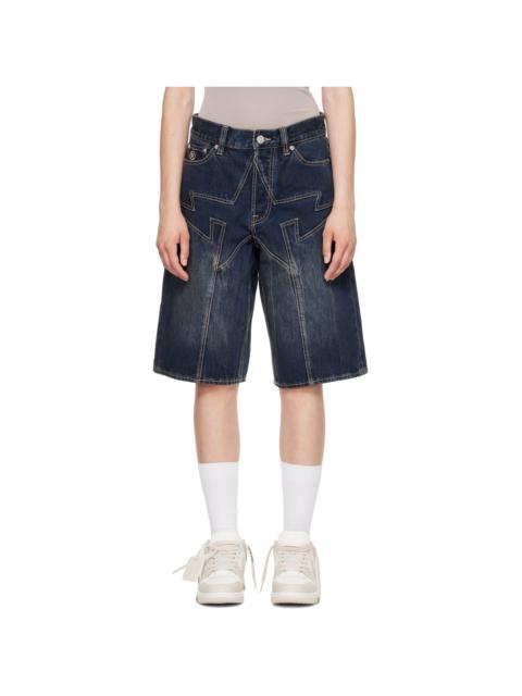 A BATHING APE® Navy BAPE Sta Patch Relaxed Fit Denim Shorts