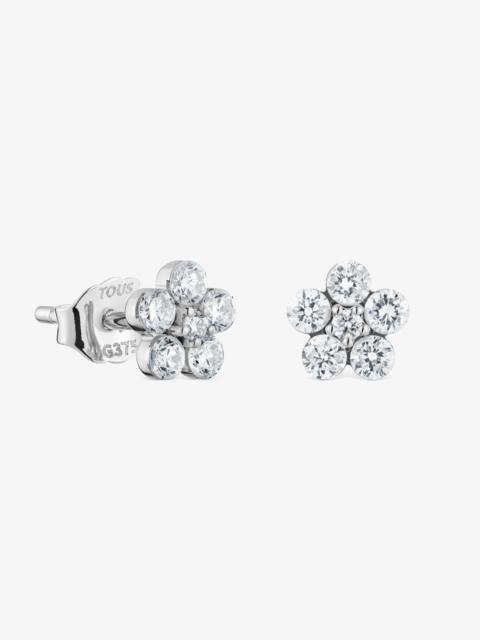TOUS 9kt white gold and lab-grown diamond flower Earrings TOUS Irisé LGD