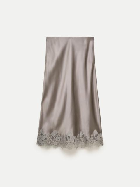 J.CREW Gwyneth lace column slip skirt in double-faced satin