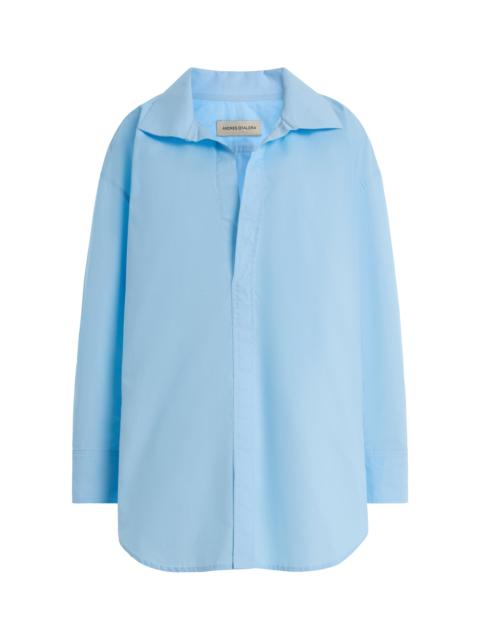 ANDRES OTALORA Solo Un Dia Oversized Cotton Poplin Shirt blue