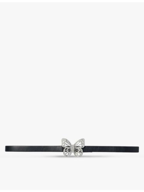 maje Butterfly rhinestone-embellished leather belt