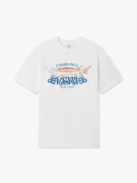 CASABLANCA White Casa Kaspia New York Short Sleeve T‑Shirt