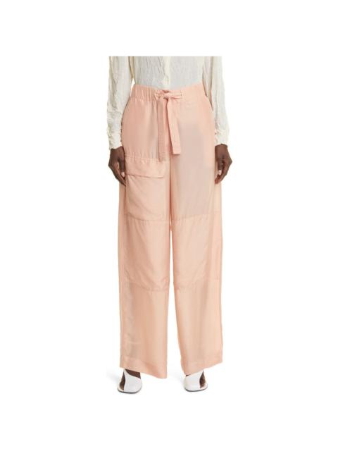 Dries Van Noten Dries Van Noten Oversized Silk Cargo Pants in Coral 367 at Nordstrom