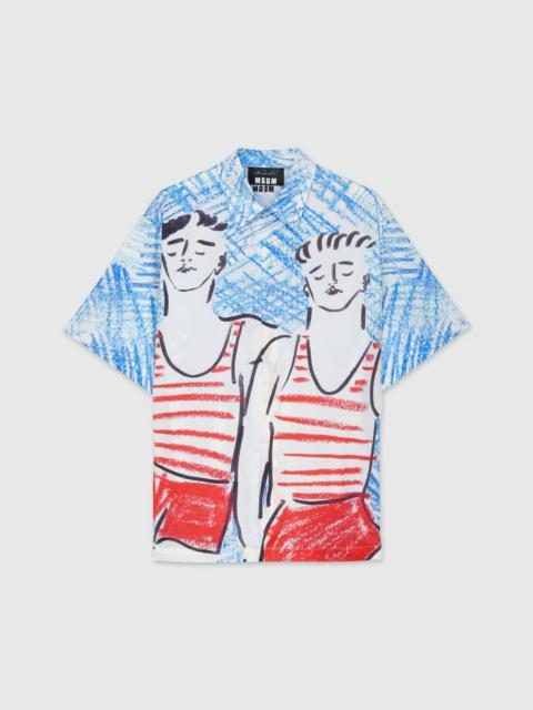 MSGM Poplin shirt with MSGM "Two sailors" graphics