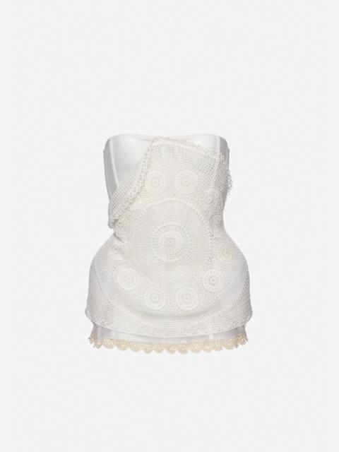 MAGDA BUTRYM Crochet-overlay corset in white