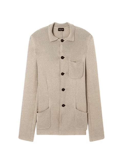 GIORGIO ARMANI Men's Cotton-Blend Patch Pocket Soft Blazer - Silver Lining