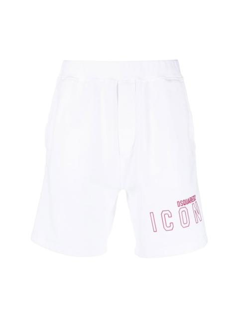 logo print cotton track shorts