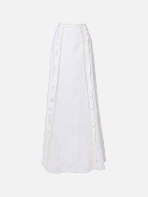 Valentino Lace-trimmed linen maxi skirt