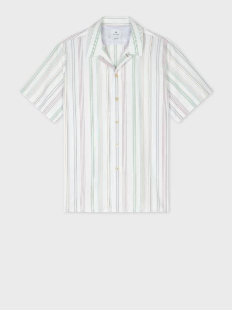 Paul Smith White Oxford Cotton Stripe Short-Sleeve Shirt