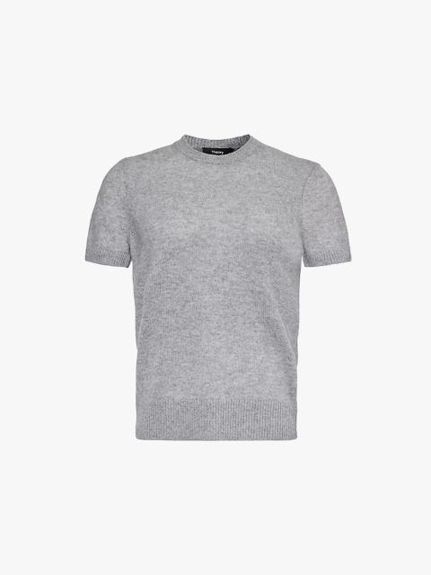 Feather round-neck cashmere T-shirt
