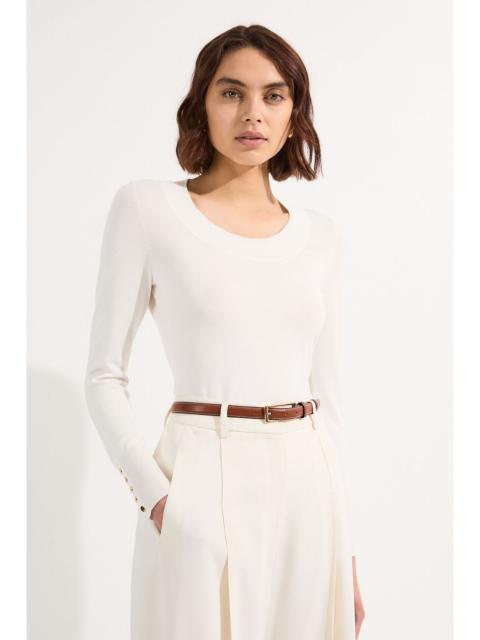 KAREN MILLEN Viscose Blend Long Sleeve Scoop Neck Knitted Top