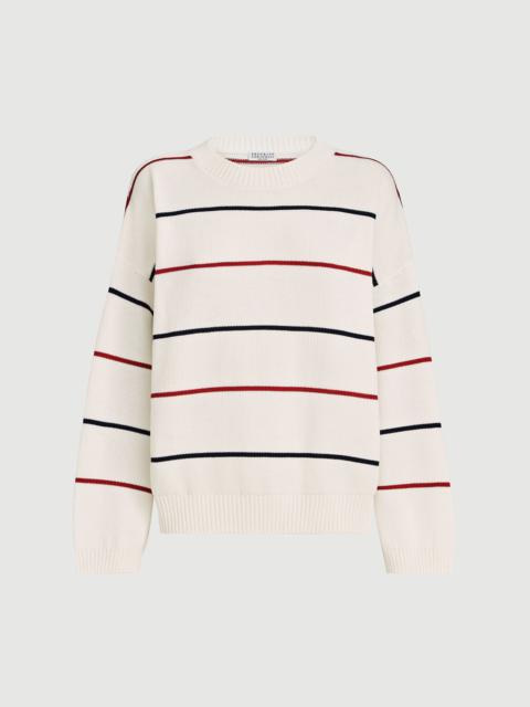 Brunello Cucinelli Cotton textured stripe sweater