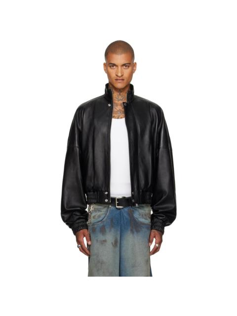 LU'U DAN Black Blouson Leather Jacket