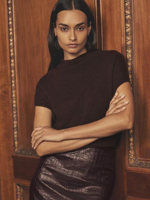 BROCHU WALKER The Morten Funnel Neck Cashmere Top