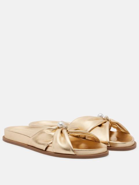 JIMMY CHOO Rafi embellished metallic leather sandals