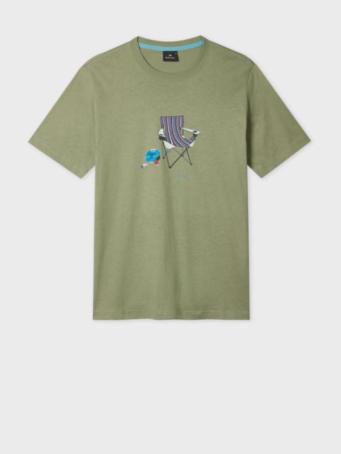 Khaki Green 'Fishing Chair' Print T-Shirt