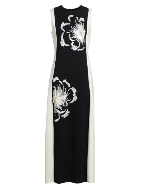 TANYA TAYLOR Women's Colette Sequined Floral Stretch-Crêpe Midi-Dress - Black Cream