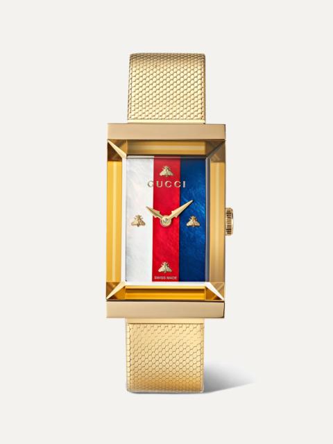 GUCCI G-Frame 21mm PVD-plated and mother-of-pearl watch