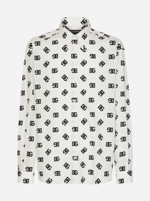 Oversize cotton shirt with DG Monogram print