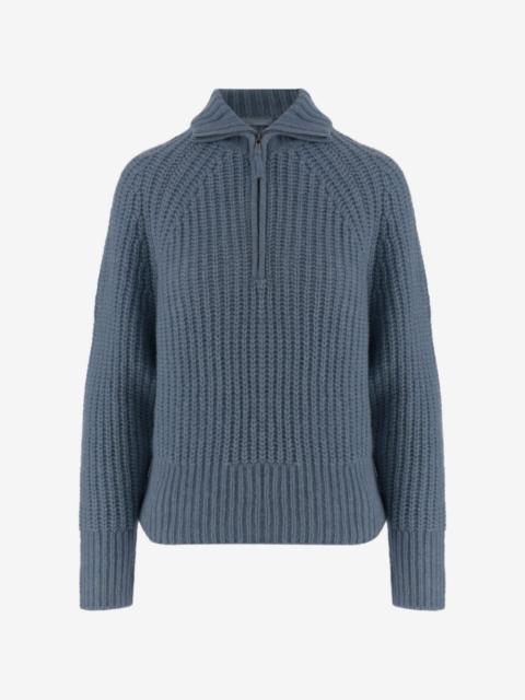 Allude ribbed-knit quarter-zip sweater