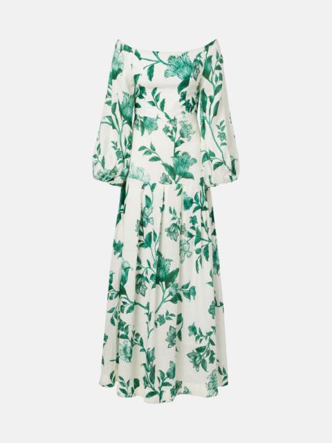 Agua by Agua Bendita Senlis printed off-shoulder linen maxi dress