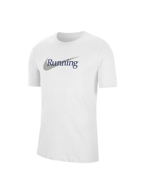 Nike Nike Running Logo Printing Sports Short Sleeve White CW0946-100