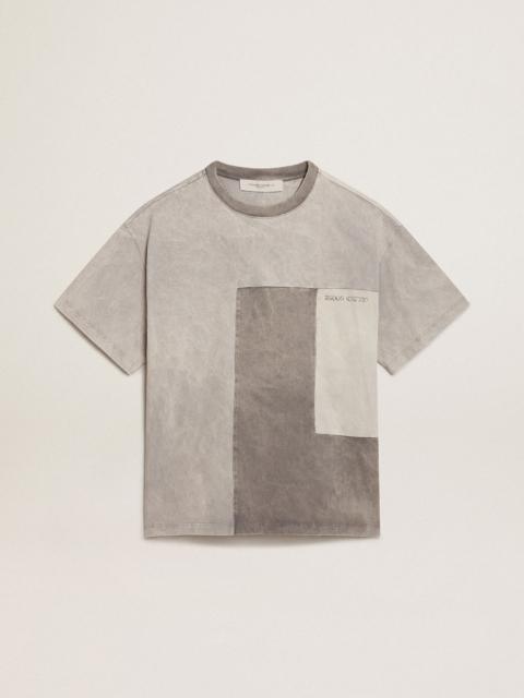 Golden Goose T-shirt in various shades of gray with a lived-in effect