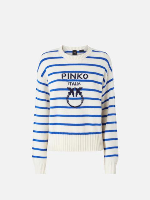 PINKO STRIPED SWEATER WITH LOGO
