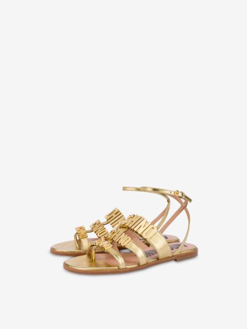 Moschino DEGRADÉ METAL LOGO FOILED FLAT SANDALS