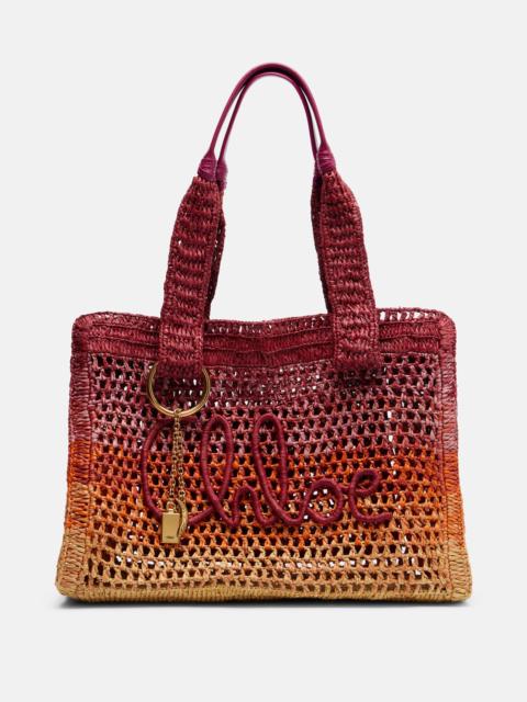 Chloé Summer Banana Medium raffia tote bag