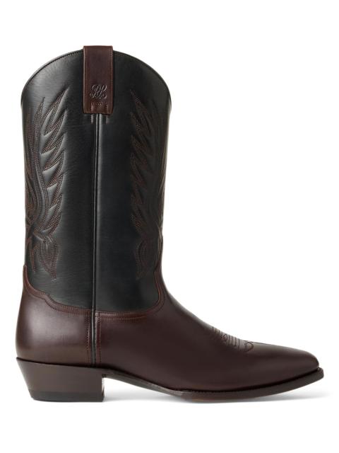 Ralph Lauren Men's Leather Western Boots - Luggage Brown Black