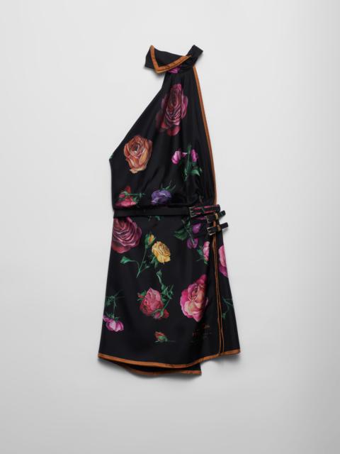 Prada Printed silk twill mini-dress