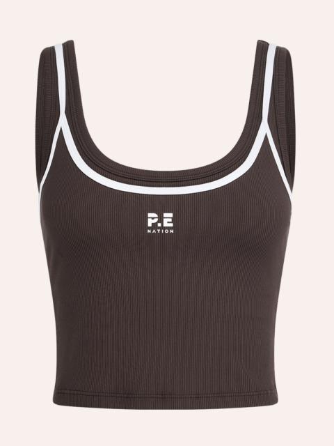 P.E NATION FORWARD TANK IN COFFEE & WHISPER WHITE