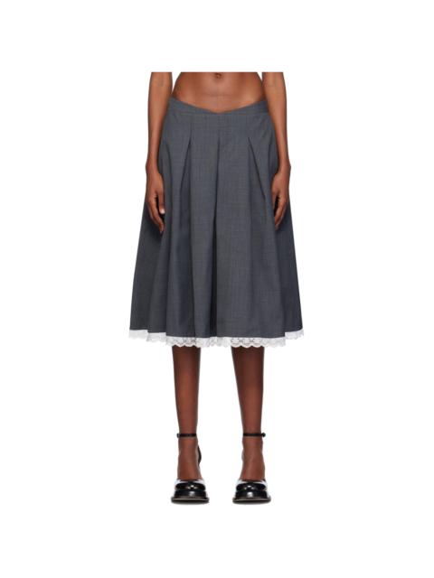 SHUSHU/TONG Gray Pleated Midi Skirt