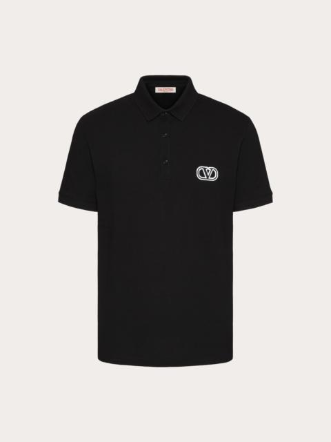 Valentino COTTON PIQUÉ POLO SHIRT WITH VLOGO SIGNATURE PATCH