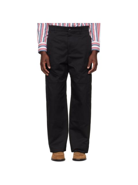 Thom Browne Black Wide Leg Chap Painter Pants