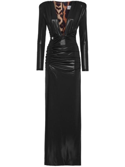 PHILIPP PLEIN ruched lamÃ©-effect maxi dress