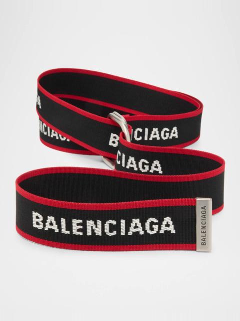 BALENCIAGA Men's Jacquard Logo D-Ring Belt