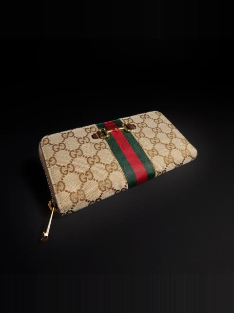 GUCCI Gucci Horsebit Web zip around wallet