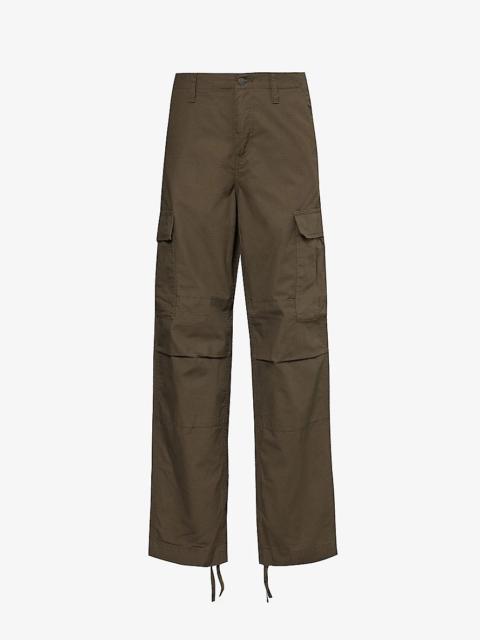 Cargo-pocket tapered-leg cotton trousers