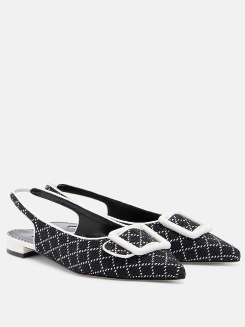 Manolo Blahnik Maylura raffia-effect slingback flats