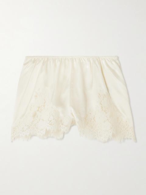 DÔEN Iona Lace-trimmed Silk-satin Shorts