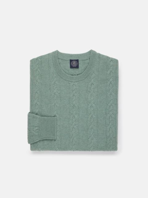 J. PRESS PALE BLUE LAMBSWOOL CABLE CREWNECK SWEATER