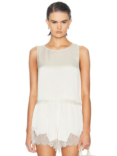 LESET Barb Lace Crop Sleeveless Crew Top
