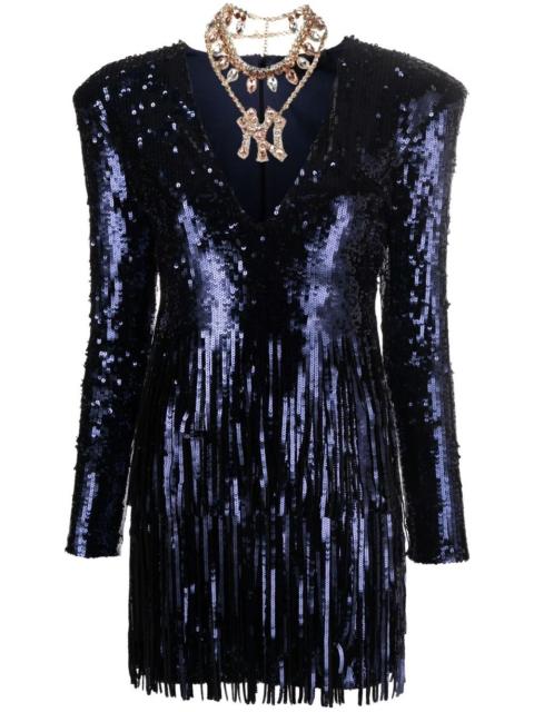 PHILIPP PLEIN sequin-embellished V-neck mini dress