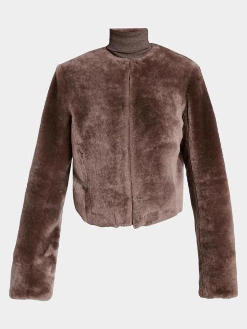 GABRIELA HEARST Hermera Collarless Lamb Shearling Crop Bolero Jacket