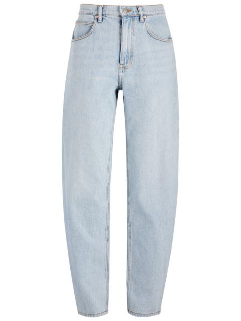 Zip-detail barrel-leg jeans