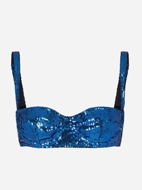 Dolce & Gabbana Sequined balcony bra