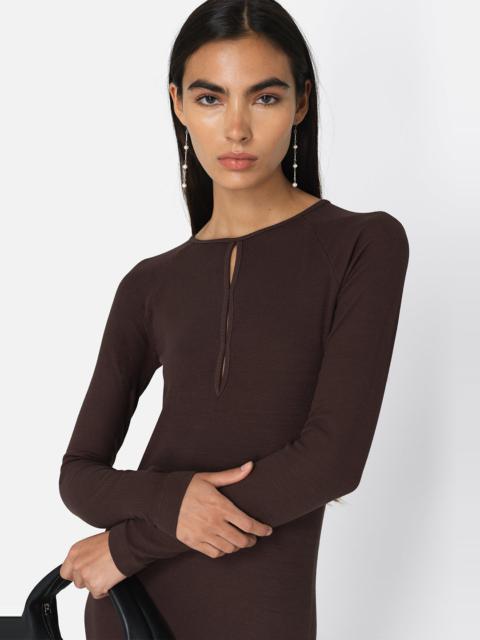 John Elliott GEMINI RIB LS KEYHOLE MIDI DRESS